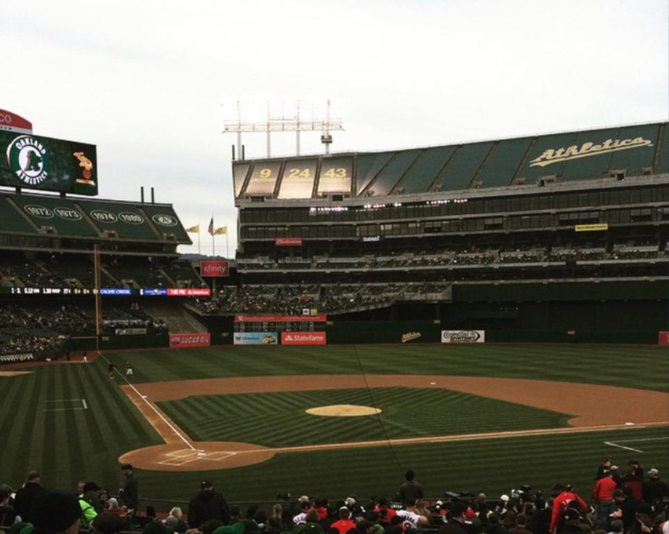 Where do the Oakland Athletics play baseball? 